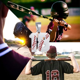 SKQIR Number Necklace for Men Baseball Silver Baseball Jersey Number Pendant for Athletes Number Chain for Boys Sport Stainless Steel Baseball gifts（Number：21