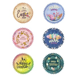 qiqee Easter 300PCS Mini Cupcake Liners Cupcake Cups 6 Designs Gradient Cupcake Papers Baking Cups Cupcake Wrappers (Small Size)
