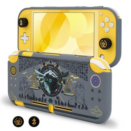 DLseego Protective Case for Switch Lite Version, Soft Shell Cute Cover Case for Games Accessories with 2PCS Thumb Grips Caps - Grey Eye of Kingdom