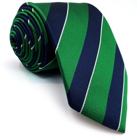SHLAX&WING Stripe Men's Blue Green Silk Business Necktie, 6cm x 147cm Necktie
