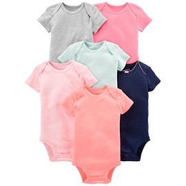 Simple Joys by Carter's Baby Girls' 6-Pack Short-Sleeve Bodysuit, Solid, Newborn