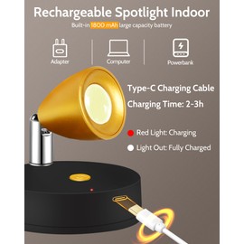 4 Pack Spot Lights Indoor, Rechargeable Wireless Plant Spotlight Indoor, 3 CCT Battery Operated Spotlights Indoor Mini Spotlight, Ambient Lighting for Picture Wall Backdrop Decor (Black)