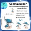 Sea Turtle Decor Figurine Blue Turtles Swimming on Coral Reef