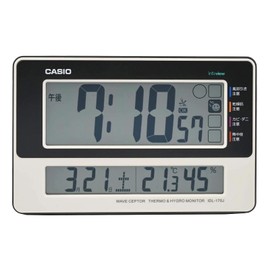 CASIO Wall Clock Atomic Clock White Digital Temperature Humidity Calendar Display Wall or Hanging Compatible IDL-170J-7JF