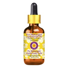 Deve Herbes Pure Malkangani (Malkangni/Jyotishmati) Oil (Celastrus paniculatus) with Glass Dropper Cold Pressed 5ml (0.16 oz)