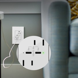 adorne 20A Tamper-Resistant Ultra-Fast Plus Power Delivery USB Type-C/C Outlet in White with Matching Wall Plate, ARTRUSB20PD30W4 ǀ Legrand