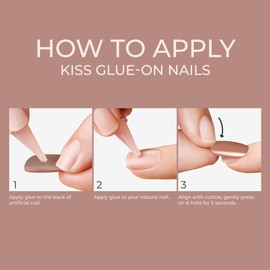 KISS Bare but Better, Press-On Unghie con colla per unghie, 'Intro', rosa, forma quadrata corta, contiene 30 chiodi, 2 g di colla, 1 bastoncino per manicure, 1 mini lima
