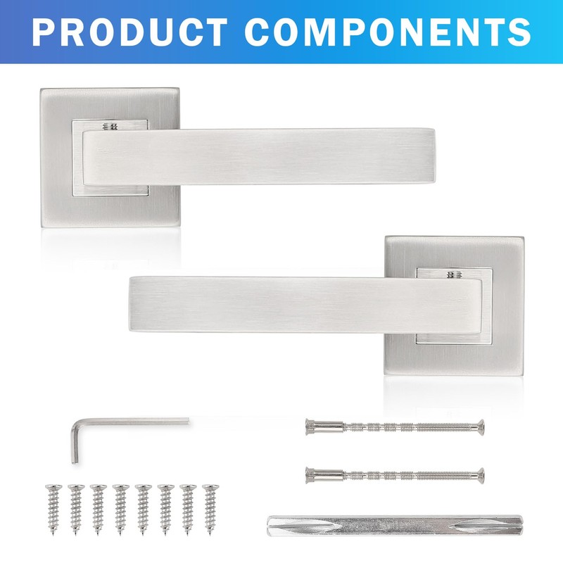 Probrico Passage Door Handles Satin Nickel Handles Lever On Square