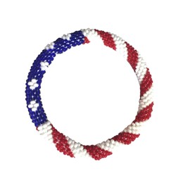 Wigspedia Crochet Glass Seed Bead Nepal Boho Bracelet - USA Flag (1)