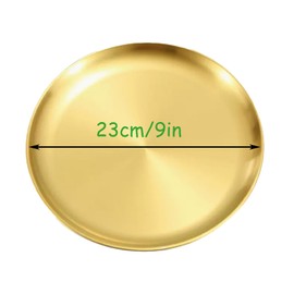 CTForest Pack of 2 Gold Plates, Stainless Steel Dinner Plates, Suitable for Use in Households, Restaurants, Hotels, Bars etc