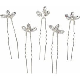 Cubahop Bridal Wedding Hair Pins Gold Bridal Crystal Hair Clips Rhinestone Headpiece for Women and Girls (Pack of 5)