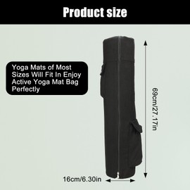 Leikurvo Women's Yoga Bag Sports Bag 69 x 16 x 16 cm Yoga Mat Bag with Bottle Pocket, Adjustable Shoulder Strap Yoga Mat Bag, Multifunctional Gym Yoga Accessories for Yoga Mats, Black