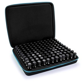 Hipiwe 120 Bottle EVA Essential Oil Storage Carrying Case Hard Shell Exterior Essential Oils Organizer Holder Traveling Bag with Foam Insert, Holds 5ml 10ml 15ml Essential Oils (X-Large, Black+Blue)
