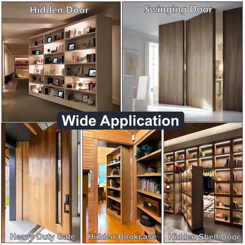 Hidden Pivot Hinge for Secret Door & Hidden Bookcase,570Lbs Load-Bearing,360°Rotation