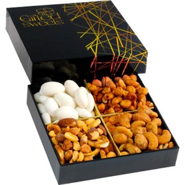 Flavored Nuts Gift Box - 4 Variety Sampler - Gourmet Nut Gift Basket - Holiday Nut Tray for Birthday, Care Package, Get Well, Anniversary, House Warming, Holiday/Christmas Gift