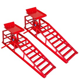 Skepphlay 2 Pack Hydraulic Car Ramps 5t, Car Ramps High Lift 10000lbs, Car Lift Service Ramps Height 9"-14.2", Heavy Duty Steel Car Lift Ramp, Auto Ramps for Changing Oil for Maintenance, Red