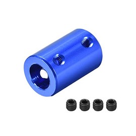 sourcing map Shaft Coupling Connector 4 mm to 8 mm Bore Rigid Coupling Set Screw L25XD14 Aluminium Alloy Dark Blue