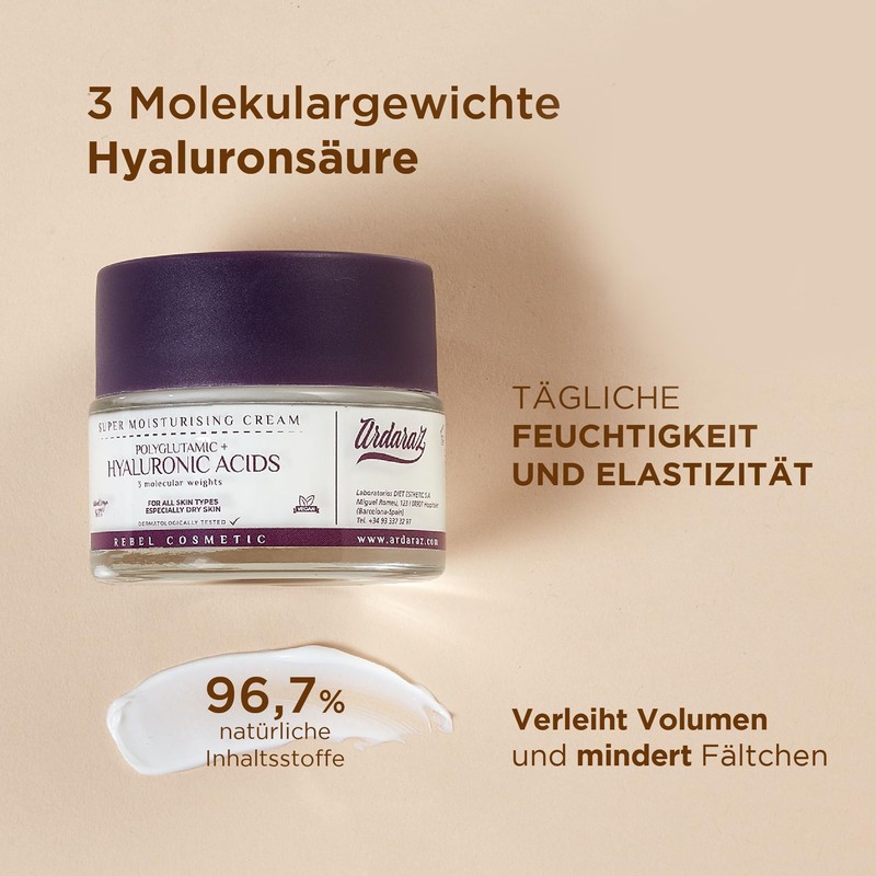 Ardaraz Moisturising face cream for women with hyaluronic acid in