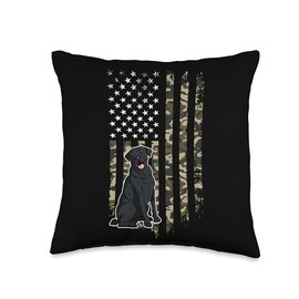 Black Lab Dog US Flag Black Labrador Lover Black Lab Owner Throw Pillow