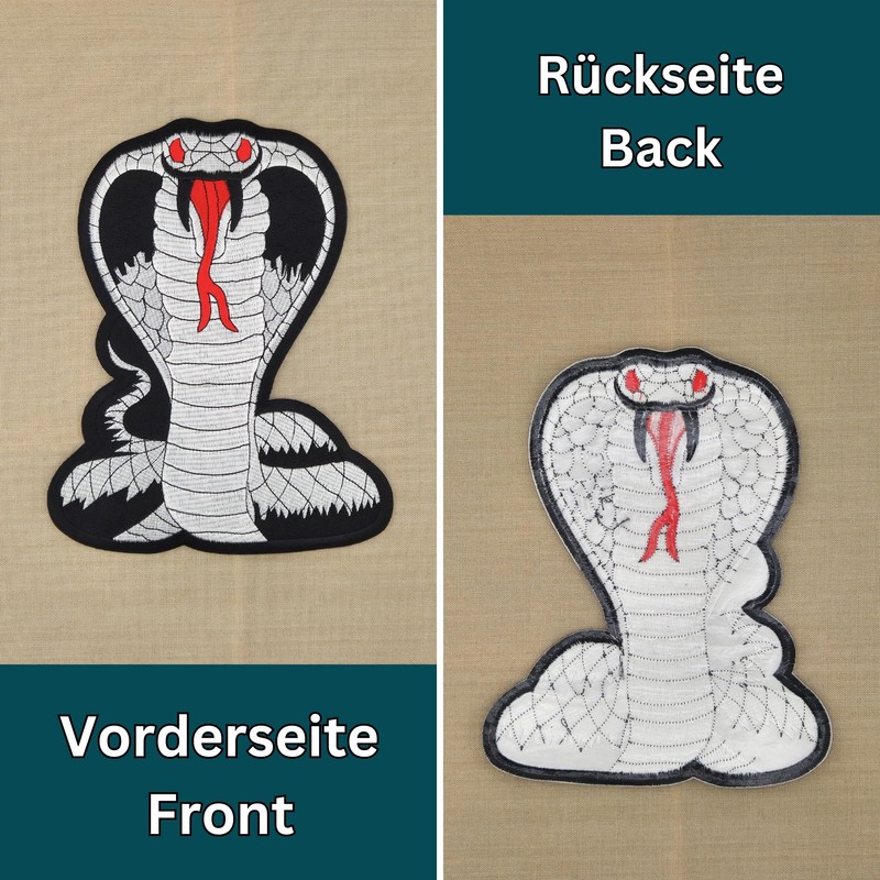Large Cobra Back Patch Black - 18.2 x 22.8 cm