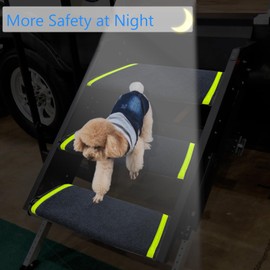 Mifami RV Step Covers Non-Slip Trailer Step Rug with Glow in Dark Strips Camper Stair Covers Fits 8-11" Deep RV Step Wrap Around RV Step Carpet with Install Hooks - Black/Gray (2, Gray, 23in)