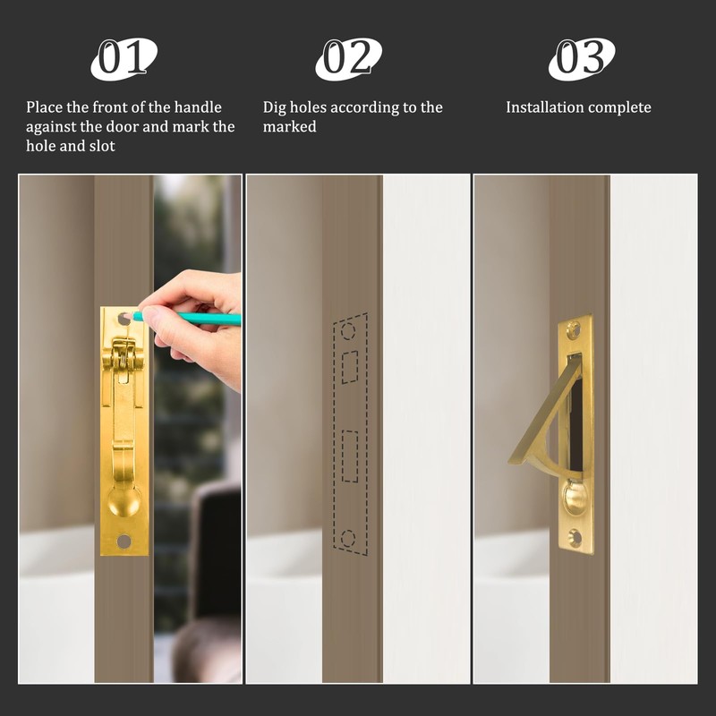 senharvest Pocket Door Pull and Edge Pull Set Brushed Gold,