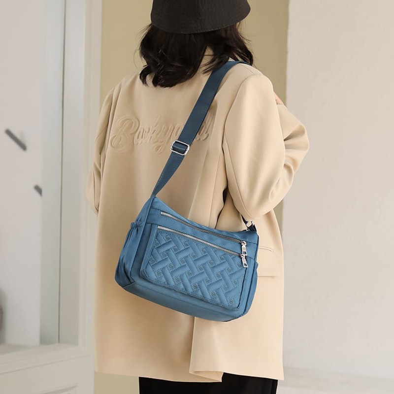 YANAIER Women Crossbody Shoulder Bag Multi Pocket Lightweight Quilted Messenger