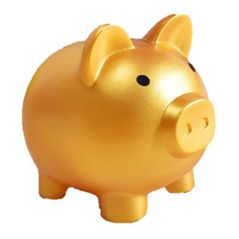 speed mao Cute Pig Coin Bank PVC Coin Bank (Large, Gold)