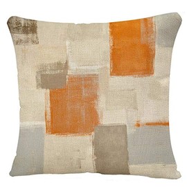 YGGQF Throw Pillow Covers Pillowcase Contemporary Brown Grey Beige Orange Abstract Painting Gray White Blocks Gallery Modern Home Decor Design Pillow Case for Couch Sofa Bed Chair 18x18 Inch