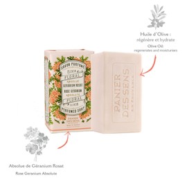 Panier des Sens - Soap Bar - Hand & Body Soap with Geranium - With Olive Oil - Body Care for Men and Women - Marseille Soap - 97% Natural Ingredients - 2 x 150 g
