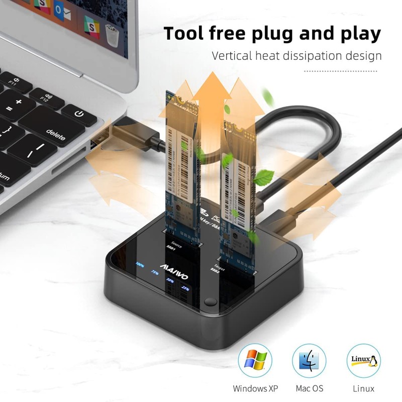 MAIWO 2 Bay M.2 PCIe NVMe SSD Docking Station, M.2