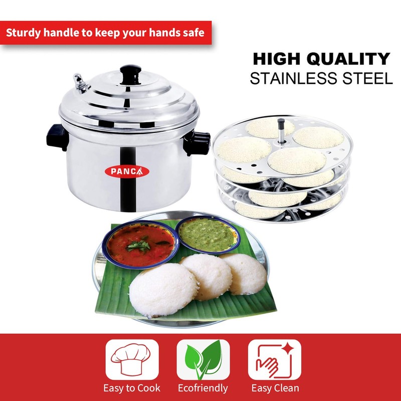 PANCA Idli Maker 4 Plates,Stainless Steel Idli Cooker Induction And