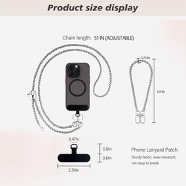 EWEMDAI Phone Crossbody Chain, Universal Crossbody Phone Lanyards, AdjustableMultifuctional Compatible with Most SmartphonesRelated to Cross body women's bag chain, Anti theft（adjustable-silvery）