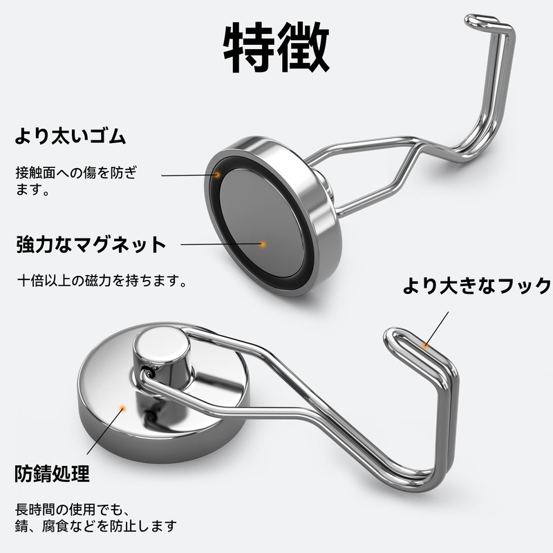 Homion Magnetic Hook, Stainless Steel, Rust Free, Includes Magnets, Vertical
