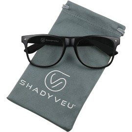 ShadyVEU Vintage Round Eyeglasses Clear Non Prescription UV Protection Lens Spring Hinge Horn Rimmed Glasses (Matte Black)