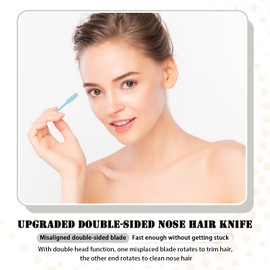 ccsmsys 10 Pcs Sided Nose Hair Knife Nostril Hair Remover Tool 360° Rotating Nose Hair Trimmer, 2-in-1 Noses Hairs Cutter, Noser Hairs Manual Trimmer with Ear Picker for Women Men