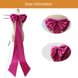 Hot Pink Bow for Dress Big Satin Bow Train for Evening Prom Dress Fuchsia Detachable Bowknot Sweep Train Waist Belt 70"