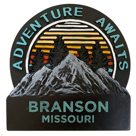 R and R Imports Branson Missouri Hand Painted Resin Refrigerator Magnet 3-Inch Approximately Adventure Awaits Design