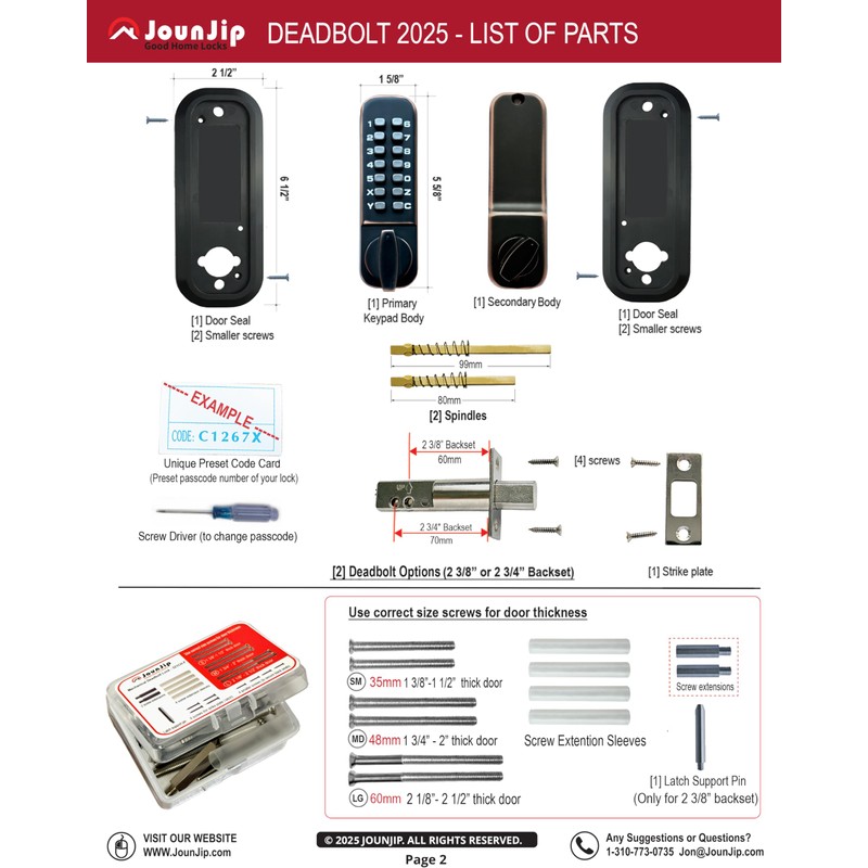 JOUNJIP Deadbolt Keyless Entry Door Lock – Code NOT Required