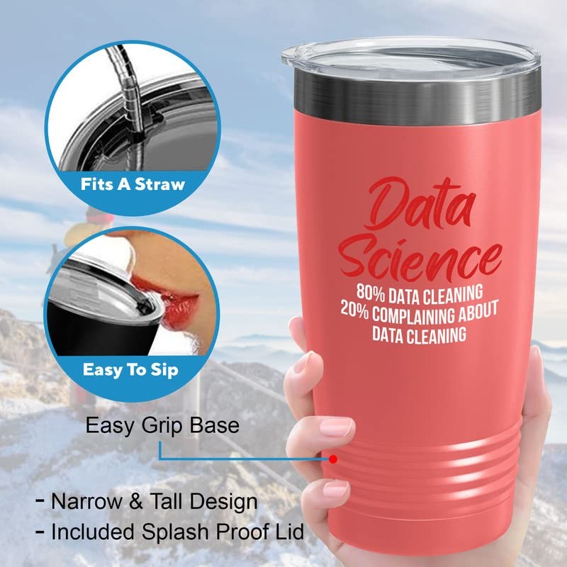 Data Scientist Coral Viking Tumbler 20oz - Data Science 80%