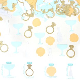 Last Toast On The Coast Confetti - Coastal Bachelorette Party Decorations, Gold Glitter Ring Wedding Party Decoration,Champagne Shell Bachelorette Party Confetti,Coastal Themed Table Confetti