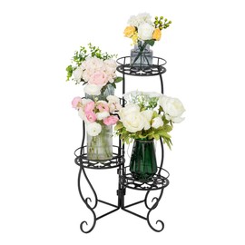 MTFY Garden Plant Stand, 4-Tier Iron Plant Stand Round Potted Pot Shape, Flower Pot Display Rack Suit for Holding Small Plants and Decors