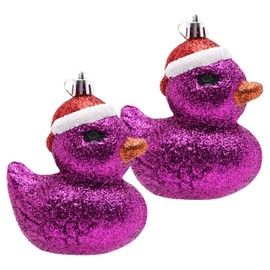 Christmas Concepts® Pack of 2-110mm (4.3") Purple Glittery Festive Duck Baubles - Christmas Tree Decorations