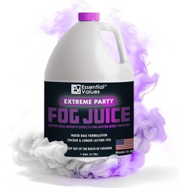 Essential Values Fog Machine Fluid - Extreme High Density Fog Juice (128 FL OZ / 1 Gallon) – White-Out Conditions for Water Based Foggers Designed for 700 Watts+ - Manufactured in USA