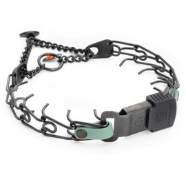 Herm Sprenger Black Stainless Steel Dog Collar with Quick Release ClicLock Buckle and Biothane Insert Training Collar Made in Germany (Sage Green, 16in x 2.25mm(Neck Size up to 13-14in))