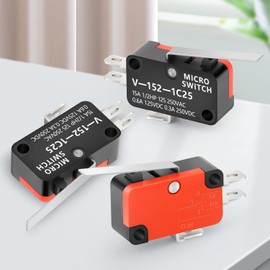 GUUZI Pack of 12 Micro Limit Switches, Straight Hinge Lever Arm Momentary 1 N/O 1 Opener SPDT Snap Switch for Arduino V-152-1C25