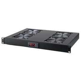Rack Mount Fan 1U Network 19”Racks with Digital Display Screen Suitable for Home Theaters Office Computer Rooms AV Cooling Rack