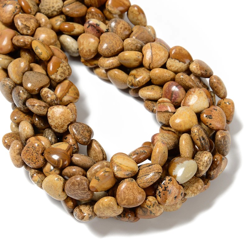 Natural Picture Jasper Heart Shape Beads Size 12mm 15.5'' Strand