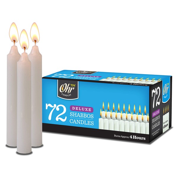 Ner Mitzvah Shabbat Candles - Traditional Shabbos Candles - 4 Hour - 72 Count - by Ohr