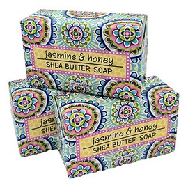 Greenwich Bay Trading Co, Jasmine and Honey Shea Butter Soap, Set of 3 Bars, 6.4 Ounces Each